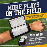 GSM Brands Quarterback (QB) Play Wristband - Adult Size - Pro Football Armband Playbook - 10 Pack (Black)