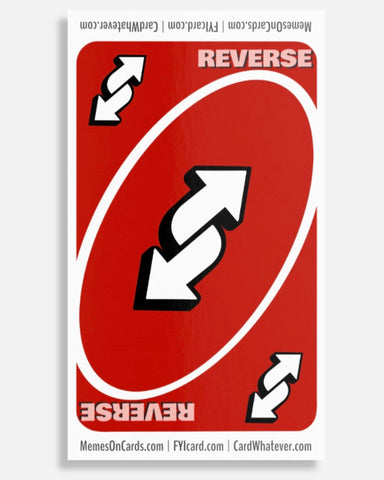 Card with 'REVERSE' text and arrows on a white background